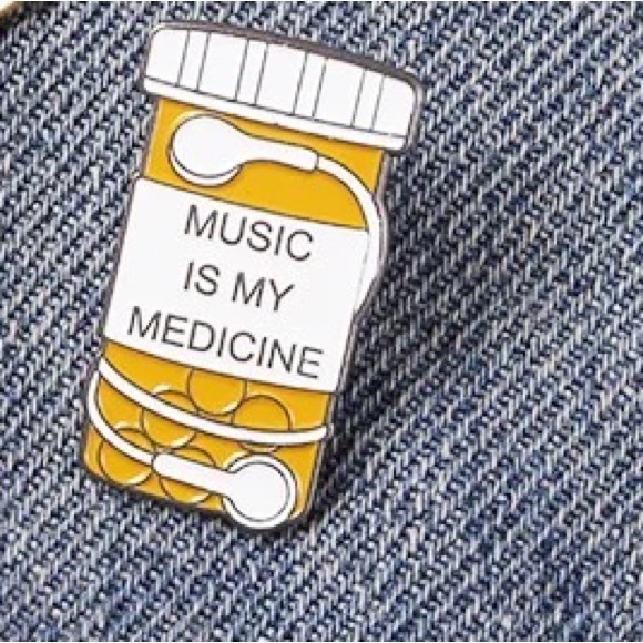 Music is Medicine Enamel Pin Musical Self Care Pill Jar Pharmacy Student Brooch - Picture 2 of 7